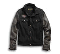 Men's Leather Sleeve Denim Jacket