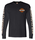 Harley-Davidson® Men's Long Sleeve Orange Bar & Shield Black Shirt 30291744