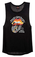 Harley-Davidson® Women's Rolling Stones America Tour Sleeveless Tank Top - Black