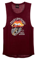 Harley-Davidson® Women's Rolling Stones America Tour Sleeveless Tank Top - Maroon