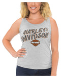 Harley-Davidson® Women's Textured B&S Racerback Sleeveless Tank Top - Gray