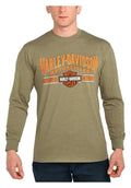 Harley-Davidson® Men's Guided B&S Long Sleeve Crew-Neck Shirt - Military Green