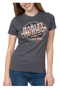 Harley-Davidson® Women's Vintage Wave Foiled Short Sleeve Tee - Heather Charcoal