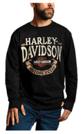 Harley-Davidson® Men's Tattered Long Sleeve Crew-Neck Cotton Shirt - Black