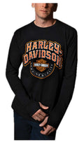 Harley-Davidson® Men's Aggressive Long Sleeve Cotton Crew-Neck Shirt - Black