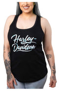 Harley-Davidson Women's Lit Script Racerback Sleeveless Tank Top - Black