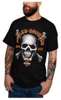 Harley-Davidson® Men's Hustle Skull Crew-Neck Short Sleeve Cotton T-Shirt - Black