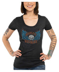 Harley-Davidson Women's Willie G Winged Embellished Short Sleeve Tee - Black