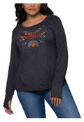 Harley-Davidson® Women's Foil Soul Flight Scoop Neck Long Sleeve Shirt - Black