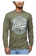 Harley-Davidson® Men's Carved Long Sleeve Crew-Neck Shirt, Military Green