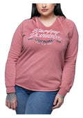 Harley-Davidson® Women's Color Script Curved Hem V-Neck Pullover Hoodie - Rose