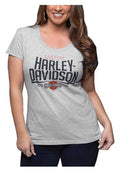 Harley-Davidson® Women's Embellished Hall Round Neck Short Sleeve Tee – Gray