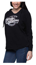 Harley-Davidson Women's Oil Surge Raw-Edge V-Neck Pullover Hoodie, Black