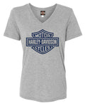 Harley-Davidson Women's Bar & Shield Logo On Gray Short Sleeve V-Neck T-Shirt