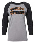 Harley-Davidson® Women's Jersey 3/4-Sleeve Raglan T-Shirt, Black & Gray