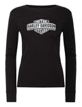 Harley-Davidson® Women's Elongated Bar & Shield Long Sleeve Shirt, Black