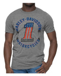 Harley-Davidson Men's One Streak #1 RWB Short Sleeve Tri-Blend T-Shirt, Gray