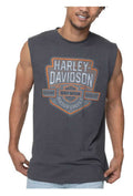 Harley-Davidson® Men's Terrace Sleeveless Cotton-Blend Muscle Shirt, Charcoal
