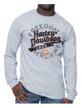 Harley-Davidson® Men's Serrate Long Sleeve Cotton-Blend Shirt, Sport Gray