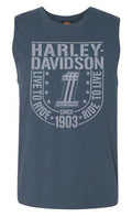 Harley-Davidson® Men's Star Proud Sleeveless Cotton Muscle Shirt, Ensign Blue