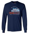 Harley-Davidson® Men's Gamut Long Sleeve Cotton Crew-Neck Shirt, Navy Blue