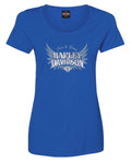 Harley-Davidson® Women's Cool Wing Foil Crew-Neck Short Sleeve Tee, Royal