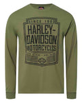Harley-Davidson® Men's Outburst Long Sleeve Cotton Crew-Neck Shirt, Green