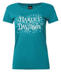 Harley-Davidson® Women's Requisite Short Sleeve Poly-Blend Tee, Jade Blue