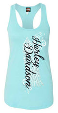 Harley-Davidson Women's Road Diva Sleeveless Racerback Tank Top, Tahiti Blue
