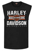 Harley-Davidson® Men's Varsity B&S Sleeveless Cotton Muscle Shirt, Black