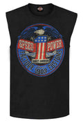 Harley-Davidson® Men's Rebel #1 RWB Logo Sleeveless Cotton Muscle Shirt, Black