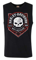 Harley-Davidson® Men's Ragged Willie G Skull Sleeveless Cotton Muscle Tee - Black
