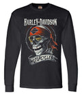 Harley-Davidson® Men's Distressed Shady Skull Crew-Neck Long Sleeve Shirt - Black