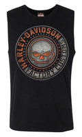 Harley-Davidson® Men's Halo Willie G Skull Sleeveless Cotton Muscle Tee, Black