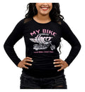 Liberty Wear Women's My Bike Embellished Long Sleeve Top w/ Mesh Insets - Black