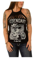 Liberty Wear Women's Embellished Ghost Rider Cut Sleeveless Tank Top - Black