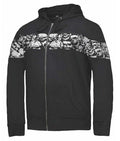 Derringer Men's Ghost Reflective Skulls Riding Hoodie Sweatshirt, Black/White