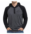 Harley-Davidson Men's Long Sleeve Raglan Henley with Hood, Gray