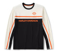 Men's H-D TECH Vented Long Sleeve Knit Crew - Harley Black & Cloud Dancer