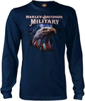 Harley-Davidson Military, Custom Overseas Military Tour, Blue Patriotic Eagle, Long Sleeve T-Shirt