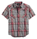 Harley-Davidson® Mens Piping Accent B&S Logo Plaid Woven Shirt