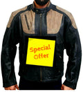 Real Cow Leather Motorcycle Jacket Black & Brown for Men