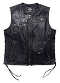 Harley-Davidson Men's Fetter Lacing Leather Midweight Vest, Black