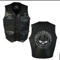 Harley-Davidson Men's Reflective Skull Vest Motorcycle Cowhide Premium Leather