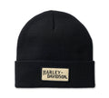 H-D Font Cream Patch Knit Beanie