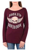 Harley-Davidson® Women's Rocking Willie Embellished Long Sleeve Scoop Neck Top