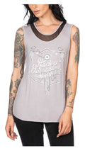 Harley-Davidson® Women's Embellished Mesh Back Sleeveless Tank Top - Gray