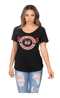 Harley-Davidson Women's Ride HDMC 'Freedom Machine' Scoop Neck Tee Shirt, Black