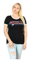 Harley-Davidson Women's Boho Glory Colorblock Trim Crew Neck Tee Shirt, Black