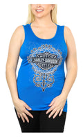 Harley-Davidson Women's Native Embellished Scoop Neck Sleeveless Tank Top - Blue